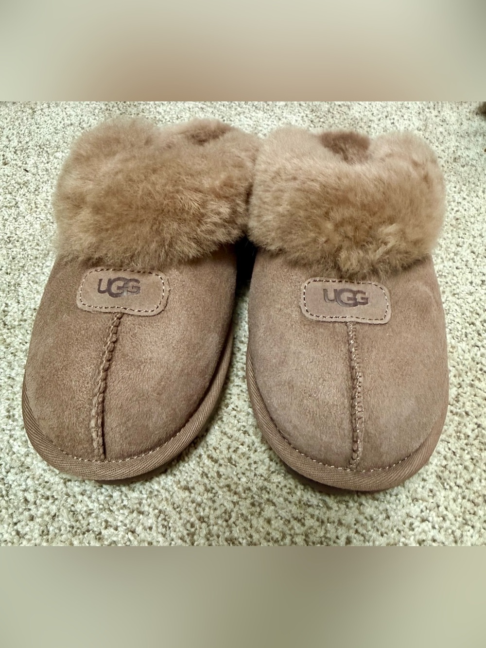 UGG Coquette Chestnut Suede Shearling Clog Slippers